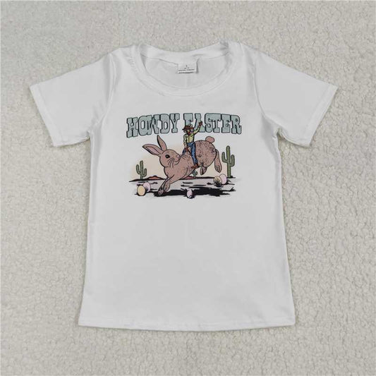 RTS NO MOQ Summer Baby Boys Shirt BT0559 Howdy Easter Rabbit Cactus Tee Shirts Tops