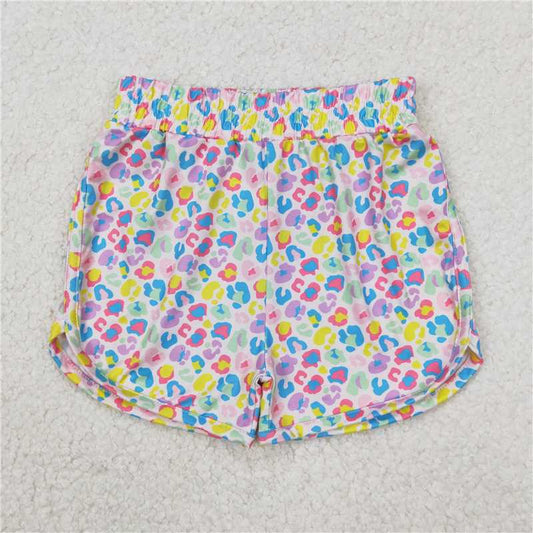 RTS NO MOQ Baby Girls Summer Pants SS0475 Colorful Leopard Sport Shorts Bottoms