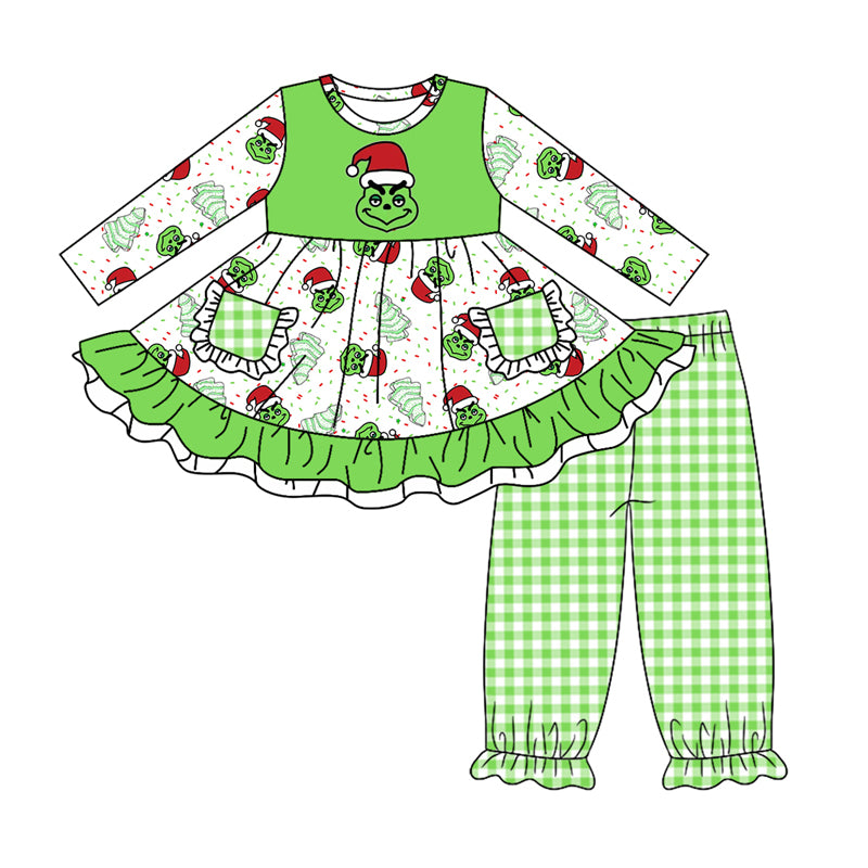 MOQ:5  Green Cute Kid Long Sleeve Wholesale Boutique Kid Clothing