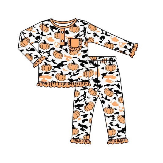 MOQ:5 Pumpkin Girls long Sleeve Wholesale Boutique Kid Clothing Set