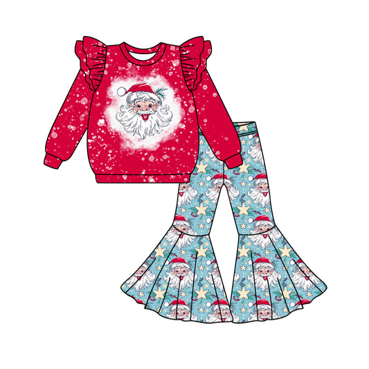 MOQ:5 Red Santa Kid Long Sleeve Wholesale Boutique Kid Clothing