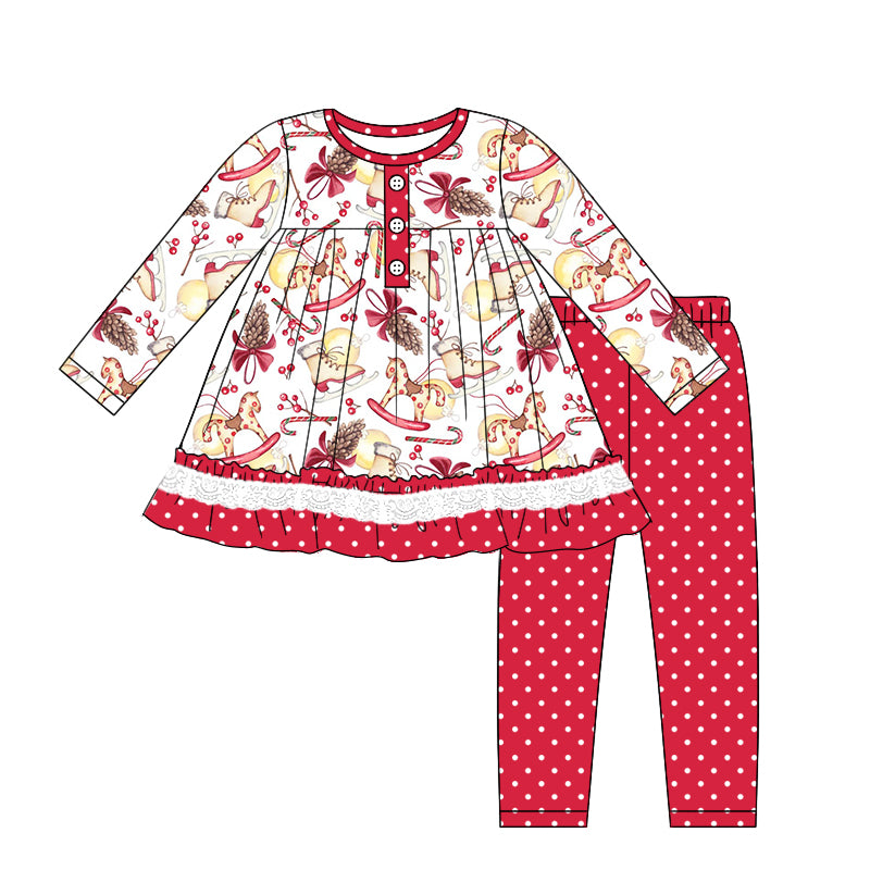 MOQ:5 Cute Red Kid Long Sleeve Wholesale Boutique Kid Clothing