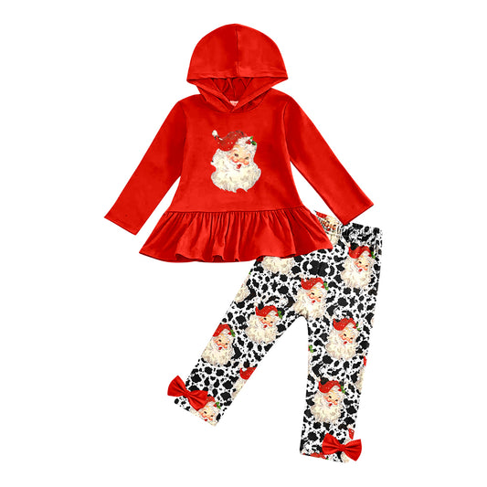 MOQ:5 Cute Red Fall Winter Long Sleeve Wholesale Boutique Kid Clothes Sets