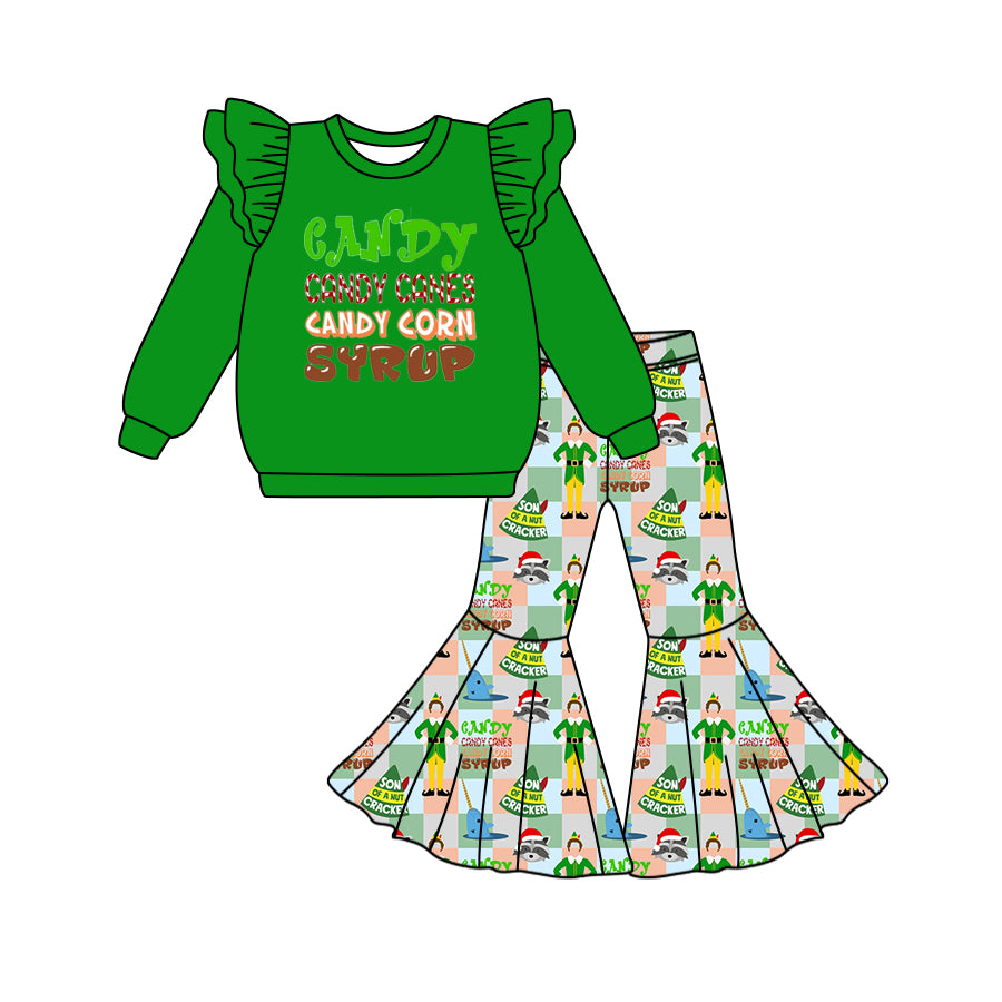 MOQ:5 Green Christmas Kid Long Sleeve Wholesale Boutique Kid Clothing