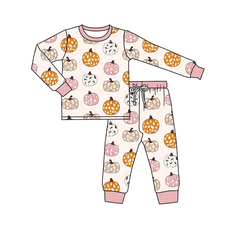 MOQ:5 Pumpkin Design Kid Long Sleeve Wholesale Boutique Kid Clothing