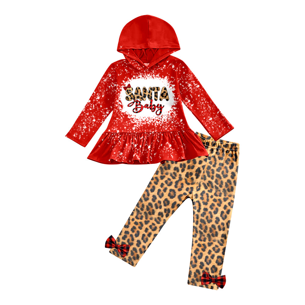 MOQ:5 Red Leopard Fall Winter Long Sleeve Wholesale Boutique Kid Clothes Sets