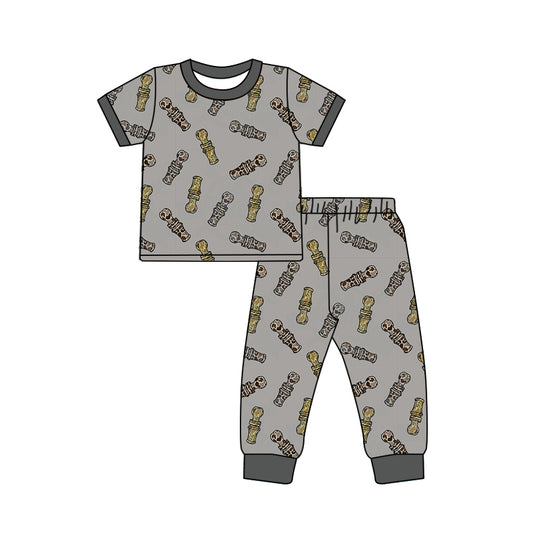 MOQ:5 Gray Design Cute Kid Short Sleeve Wholesale Boutique Kid Clothing