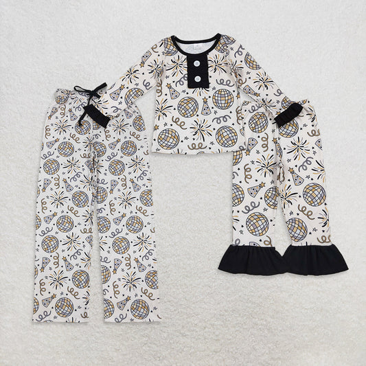 RTS Sibling Girls Kids Adult Woman Happy New Year Pajamas Pants Set