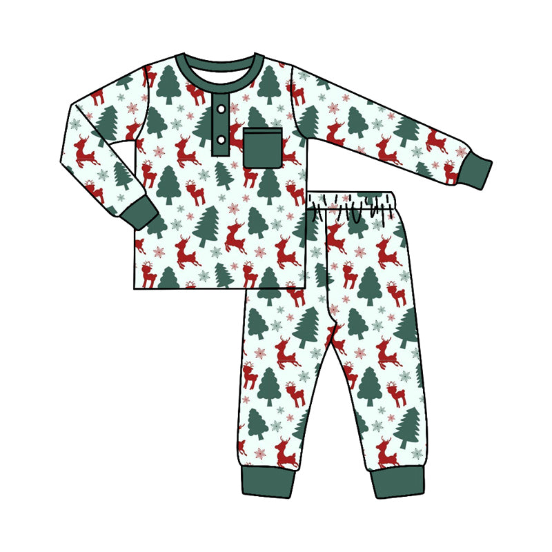 MOQ:5 Green Christmas Kid Long Sleeve Wholesale Boutique Kid Clothing