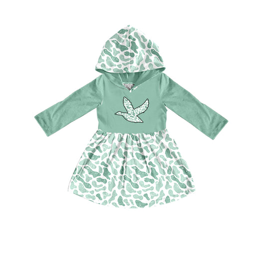 MOQ:5 Blue Duck Cute Girl Long Sleeve Wholesale Boutique Kid Clothing Kid Dresses