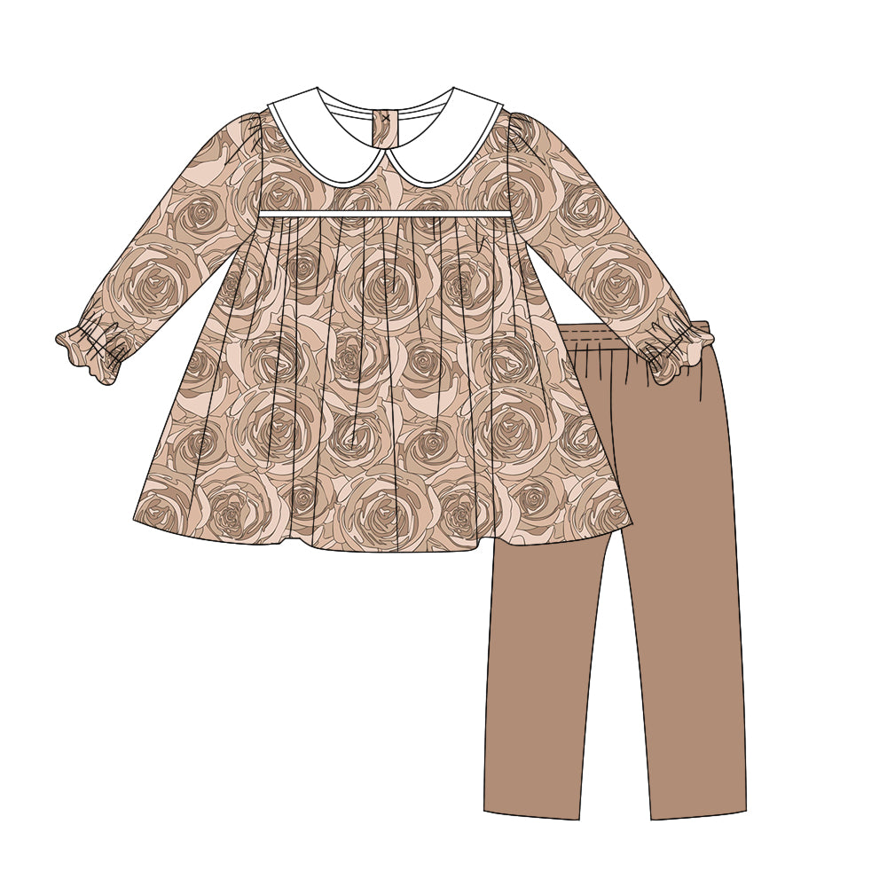 MOQ:5 new floral long Sleeve Wholesale Boutique Kid Clothing