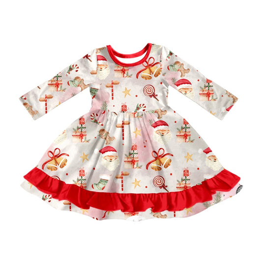 MOQ:5 Red Long Sleeve Wholesale Boutique Kid Clothing Kid Dresses