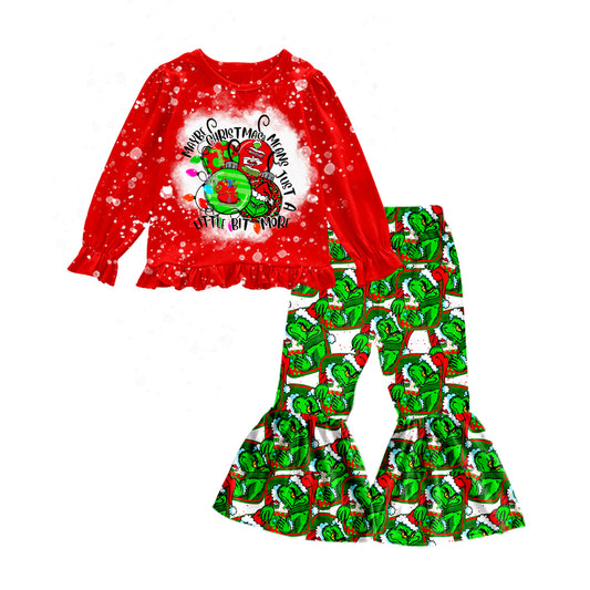 MOQ:5 Red Green Kid Long Sleeve Wholesale Boutique Kid Clothing Outfits