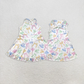 RTS NO MOQ Summer Sibling Baby Girls Colorful Bows Yoga Active Wear Skort Knee Length Dresses