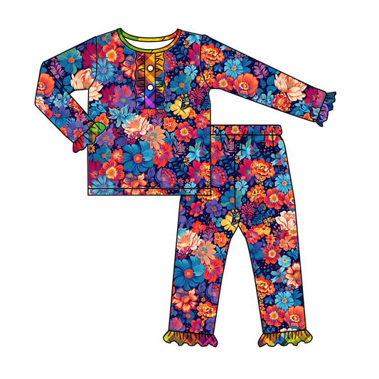 MOQ:5 floral cute long Sleeve Wholesale Boutique Kid Clothing