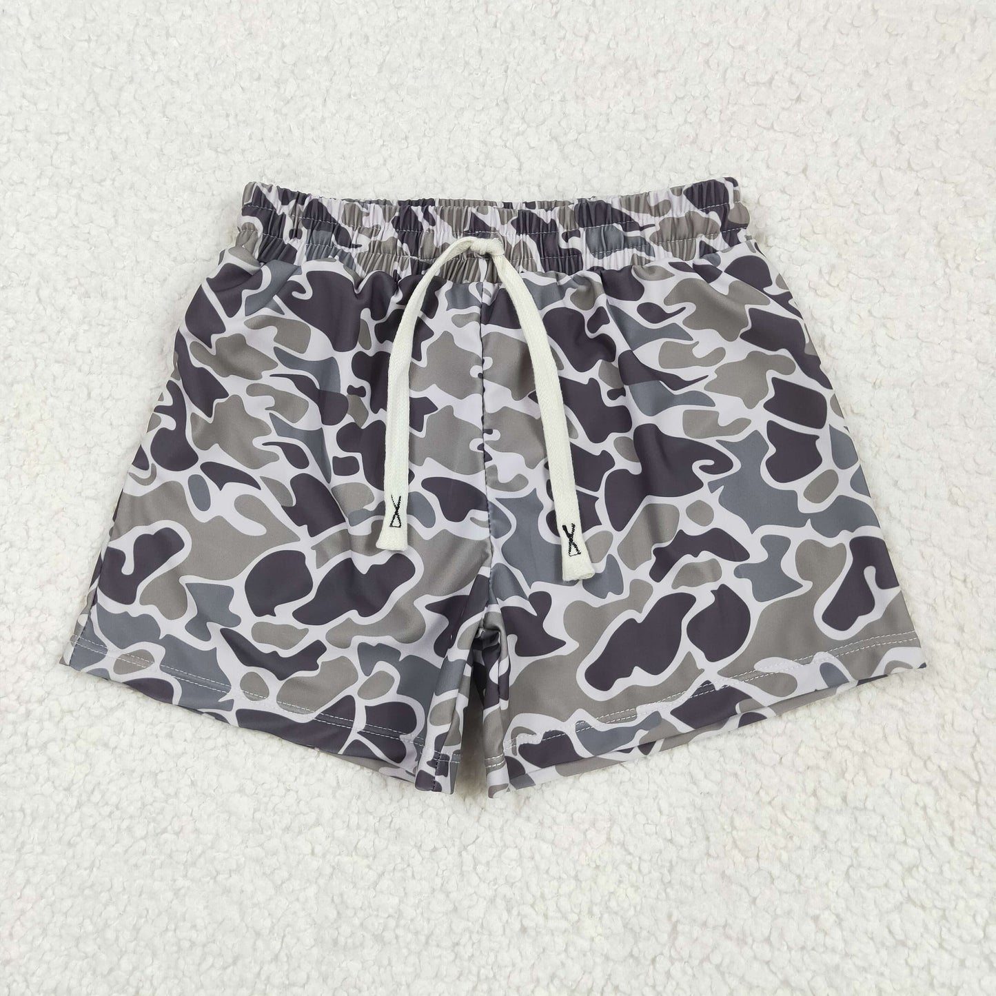 Sibling Baby Boy Adult Swim Trunks Dark Grey Camo Hunting Pocket Shorts Daddy and Me Swimsuit Swimwear