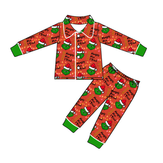 MOQ:5 Cute Red Christmas Long Sleeve Wholesale Boutique Kid Clothing Set