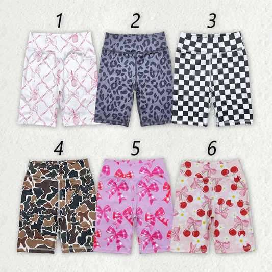 RTS NO MOQ Summer Sibling Baby Girls 6 Colors High Waist Tennis Yoga Biking Shorts Bottoms