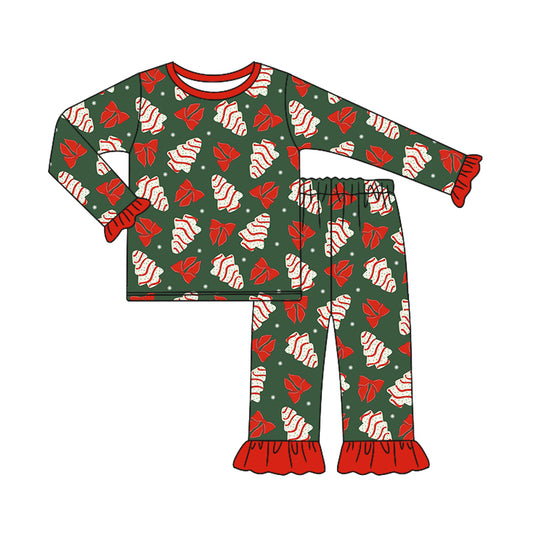 MOQ:5 Red Christmas Cake Cute Kid Long Sleeve Wholesale Boutique Kid Clothing