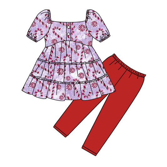 MOQ:5 Red Girls long Sleeve Wholesale Boutique Kid Clothing Set