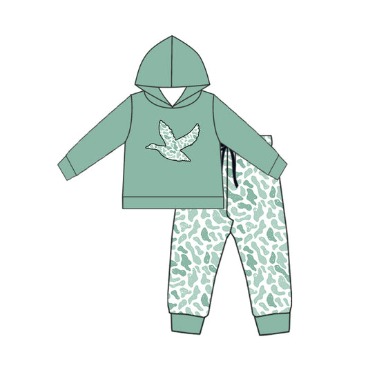 MOQ:5 Blue Duck Camo Fall Winter Long Sleeve Wholesale Boutique Kid Clothes Sets