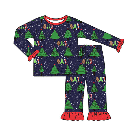 MOQ:5 Christmas Tree Design Kid Long Sleeve Wholesale Boutique Kid Clothing Outfits