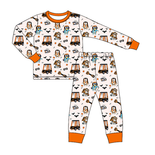 MOQ:5 Cute Orange Dog Kid Long Sleeve Wholesale Boutique Kid Clothing