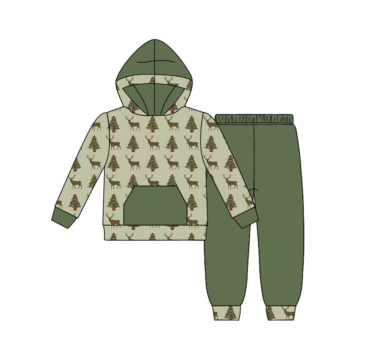 MOQ:5 Green long Sleeve Wholesale Boutique Kid Clothing Set