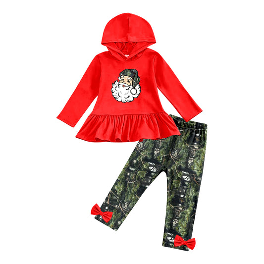 MOQ:5 Red Santa Fall Winter Long Sleeve Wholesale Boutique Kid Clothes Sets