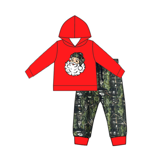 MOQ:5 Red Camo Santa Fall Winter Long Sleeve Wholesale Boutique Kid Clothes Sets