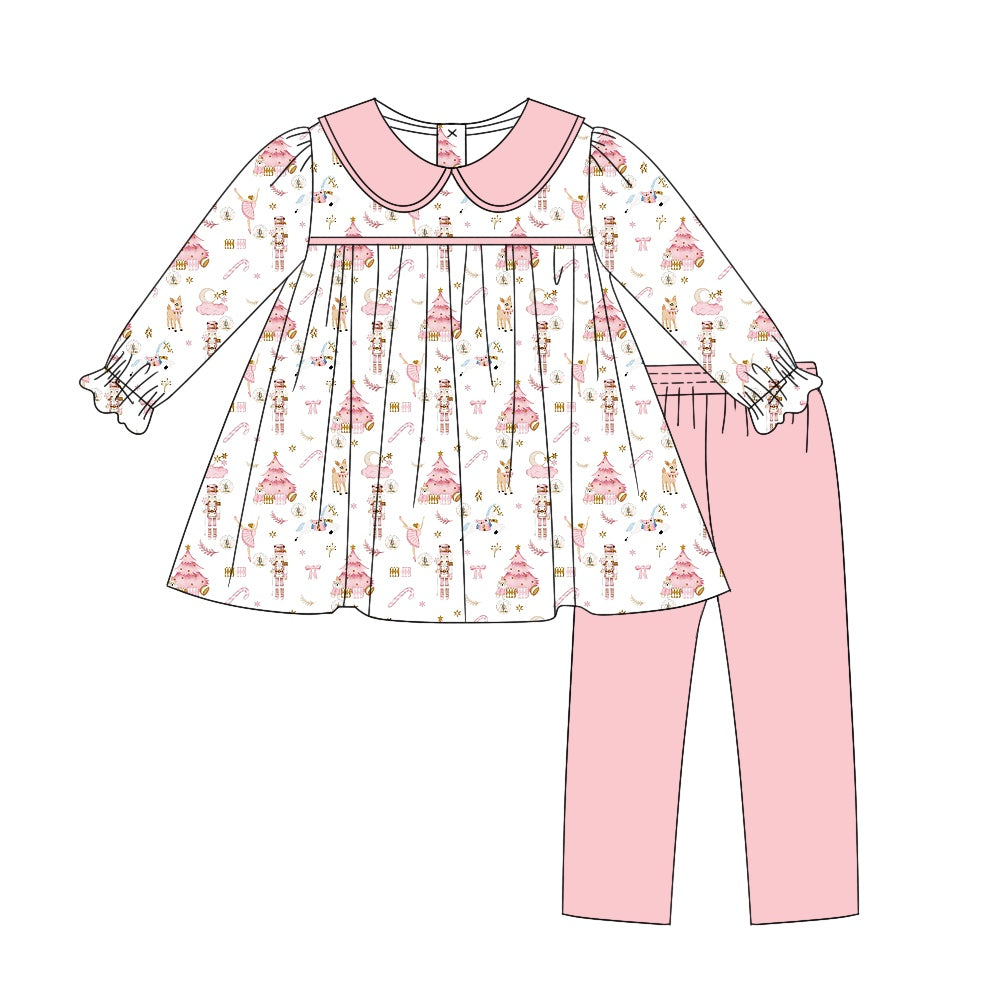 MOQ:5 Pink Long Sleeve Wholesale Boutique Kid Clothing