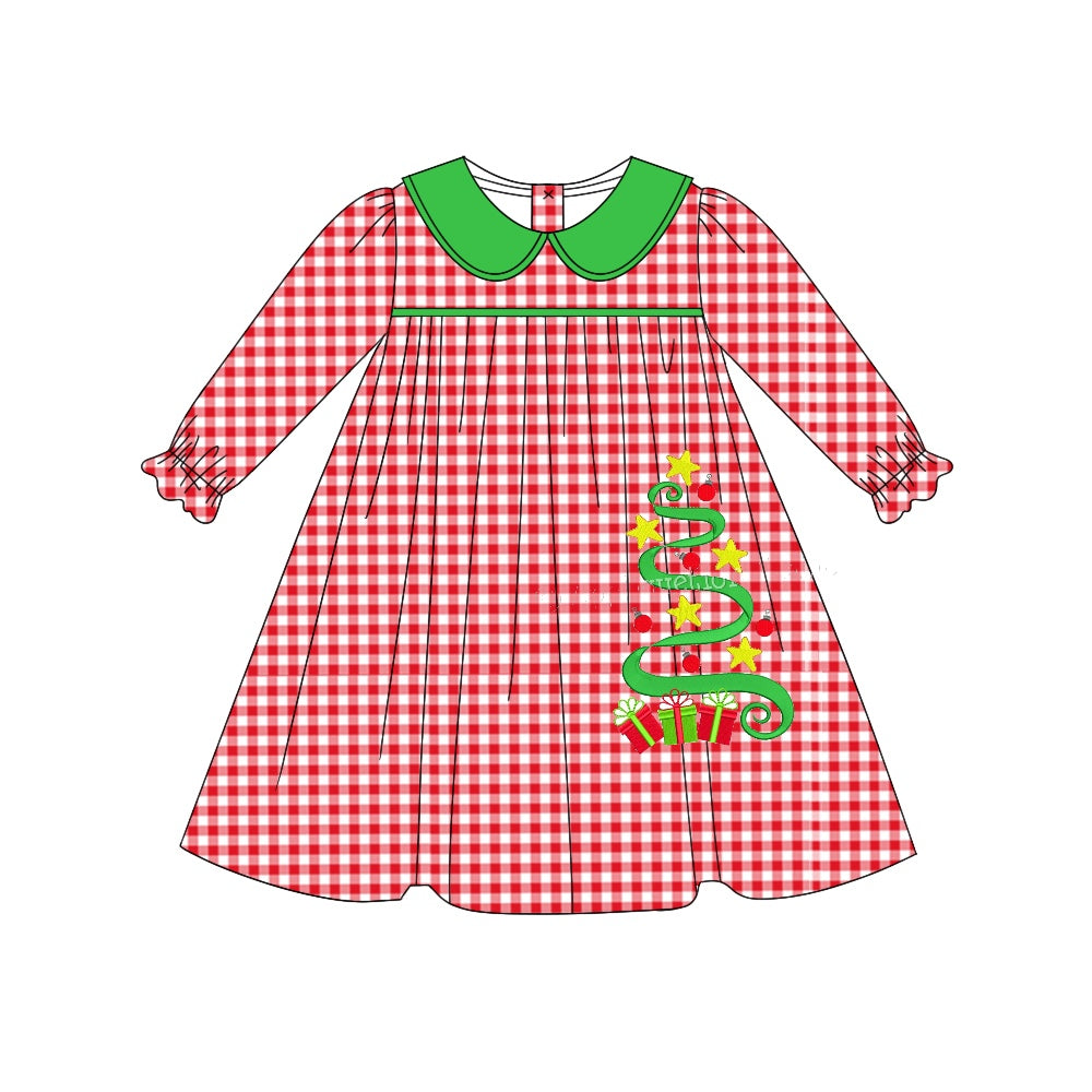 MOQ:5 Christmas Girl Long Sleeve Wholesale Boutique Kid Clothing Kid Dresses