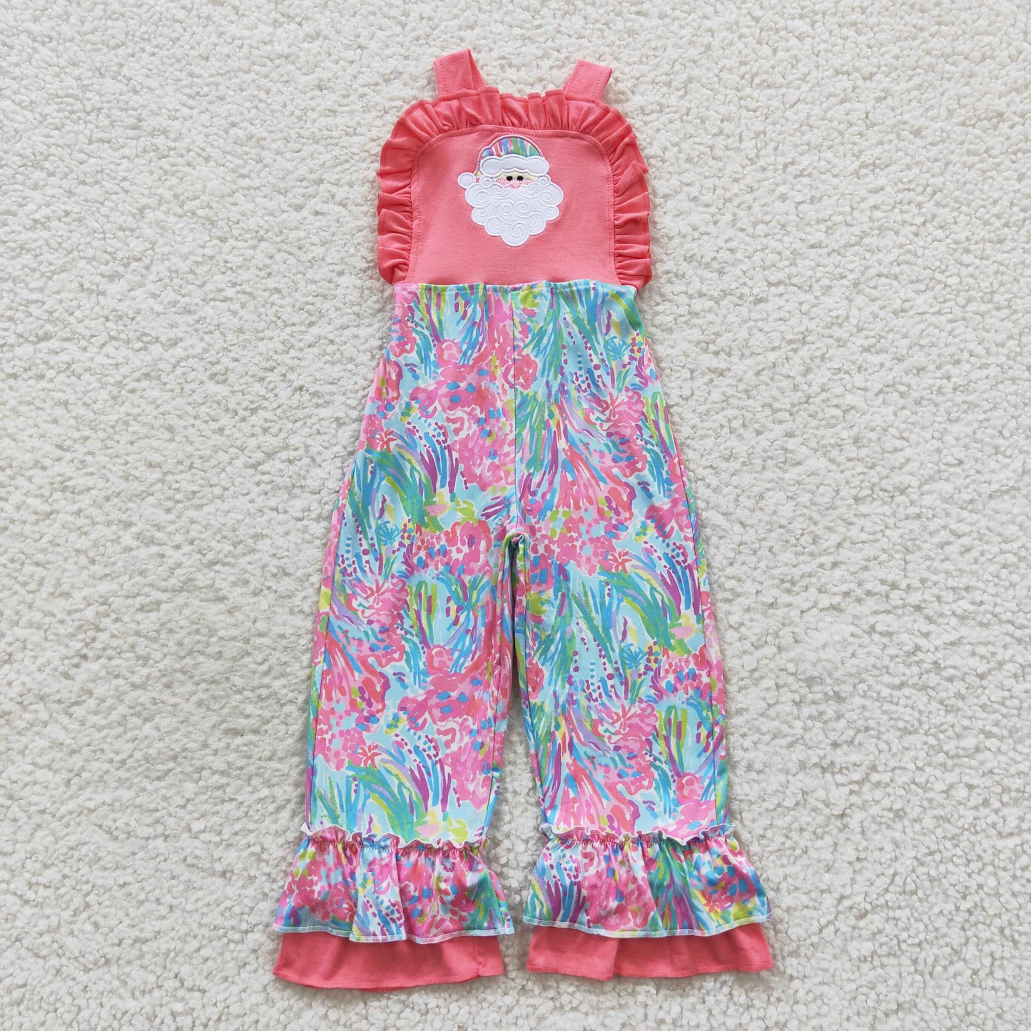 SR0404 Embroidery Santa Embroidery colorful floral pattern pink onesie