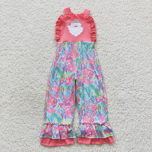 SR0404 Embroidery Santa Embroidery colorful floral pattern pink onesie