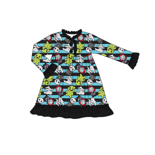 MOQ:5 Black Design Girl Long Sleeve Wholesale Boutique Kid Clothing Kid Dresses