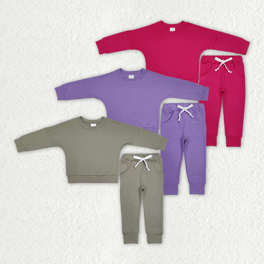 RTS NO MOQ Sibling Baby Kids Long Sleeve Sets Cotton Shirts Pants Sports Clothes Sets