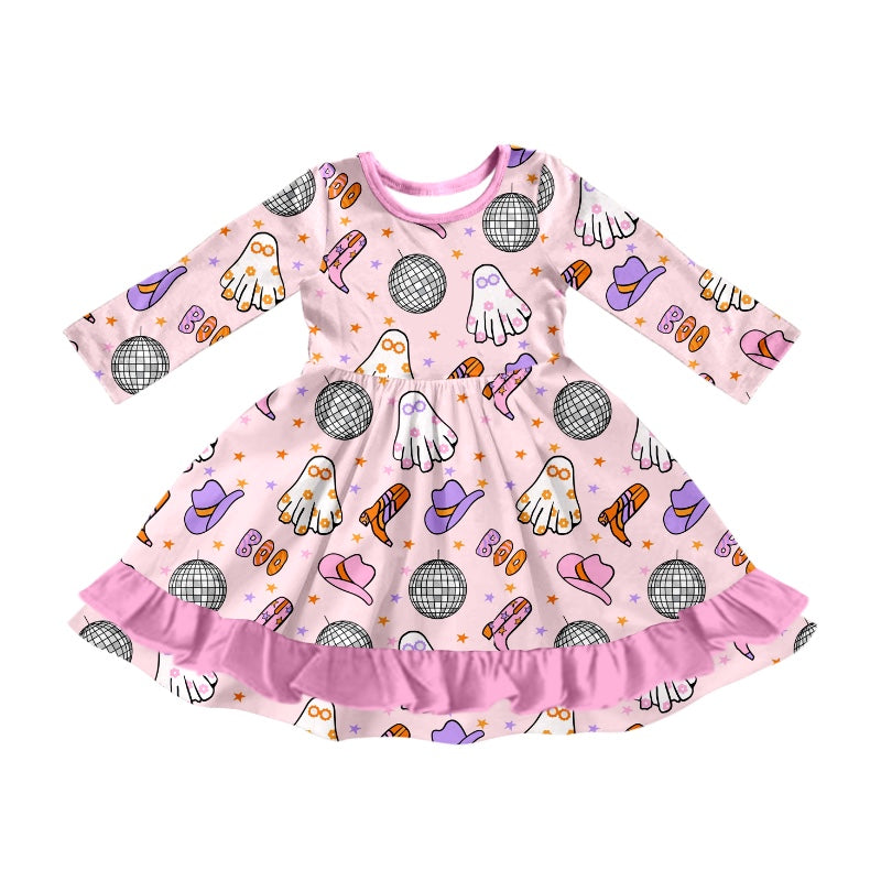 MOQ:5 Ghost Long Sleeve Wholesale Boutique Kid Clothing Kid Dresses