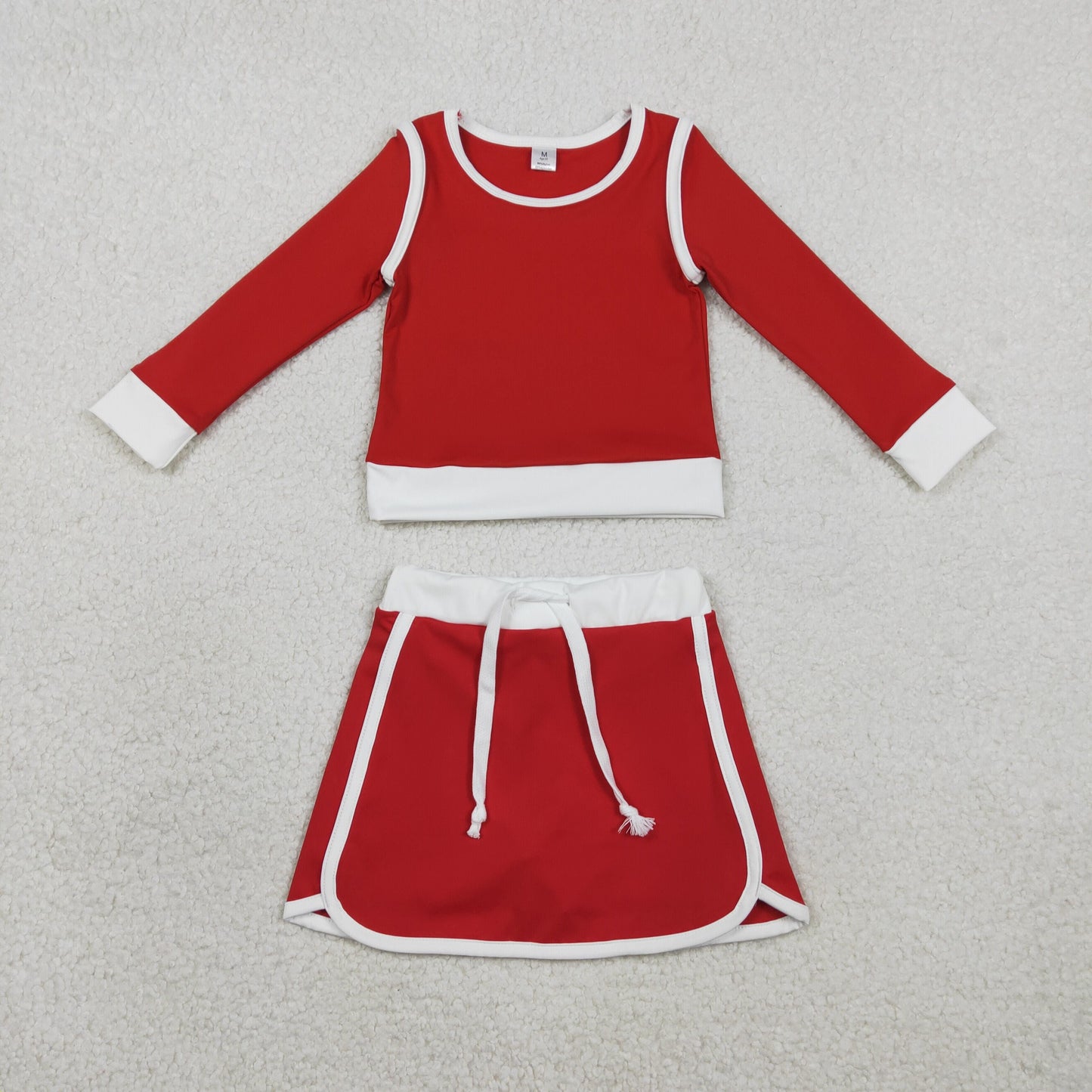 Baby Girls Kids Red Long Sleeve Shirt Skirts Shorts Yoga Clothes Set RTS