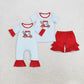 RTS NO MOQ Summer Sibling Baby Girls Red Short Sleeve Golf Rompers Outfits Clothes Sets