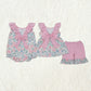 5.24 RTS NO MOQ Summer Sibling Baby Girls Pink Easter Rabbits Rompers Outfits Sets