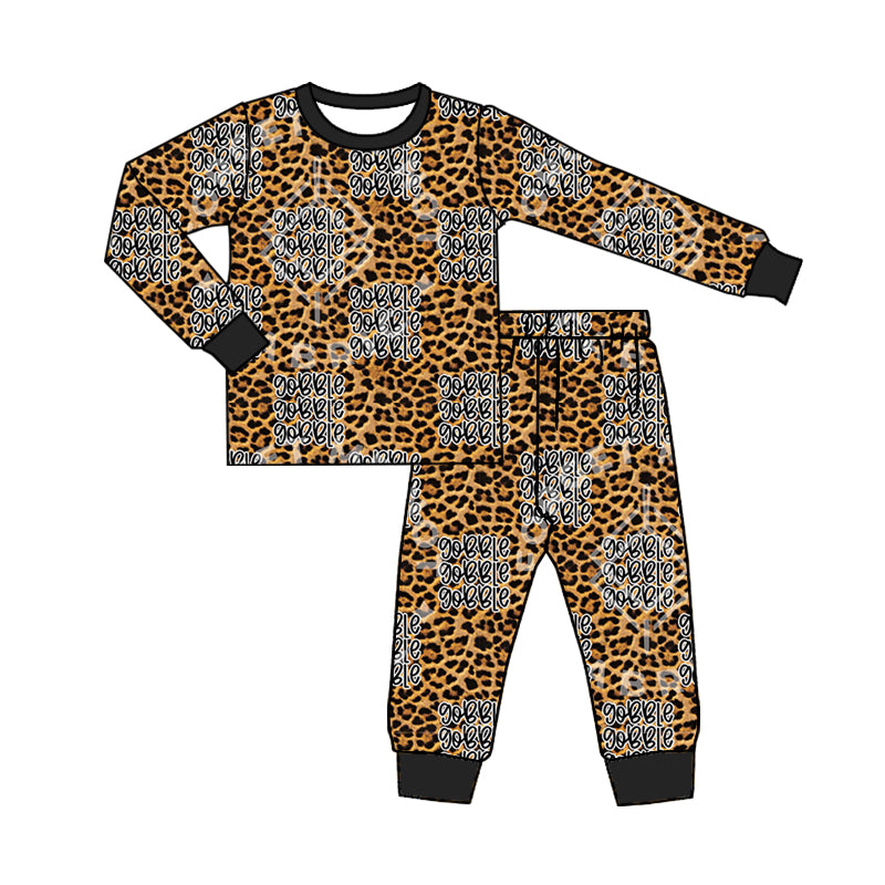 MOQ:5 Leopard Children long Sleeve Wholesale Boutique Kid Clothes Sets