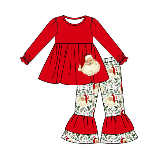 MOQ:5   Red Ruffle Long Sleeve Wholesale Boutique Kid Outfit