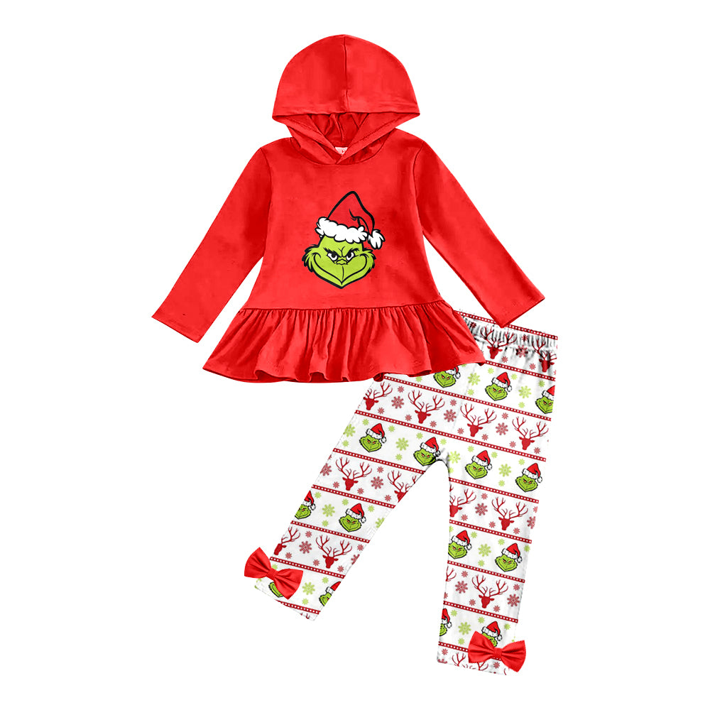 MOQ:5 Red Fall Winter Long Sleeve Wholesale Boutique Kid Clothes Sets