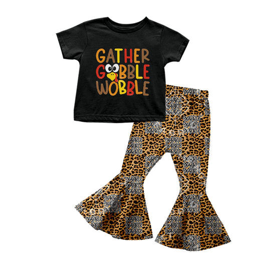 MOQ:5 Leopard Children Short Sleeve Wholesale Boutique Kid Clothes Sets