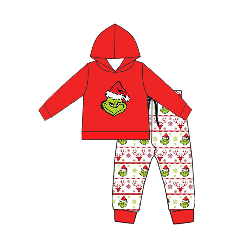 MOQ:5 Red Boy Fall Winter Long Sleeve Wholesale Boutique Kid Clothes Sets