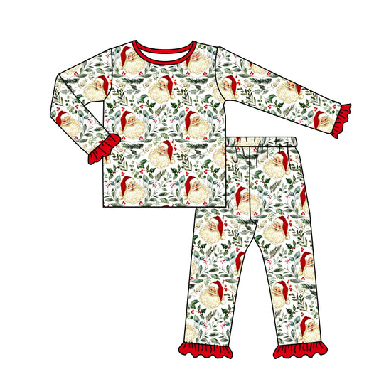 MOQ:5  Santa Long Sleeve Wholesale Boutique Kid Outfit