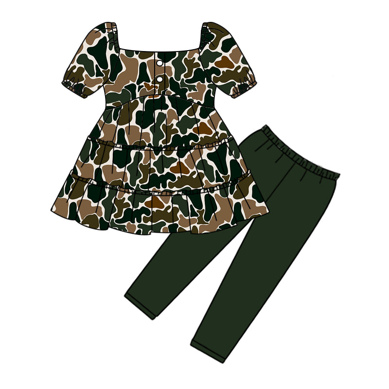 MOQ:5 Camo Design Girls long Sleeve Wholesale Boutique Kid Clothing