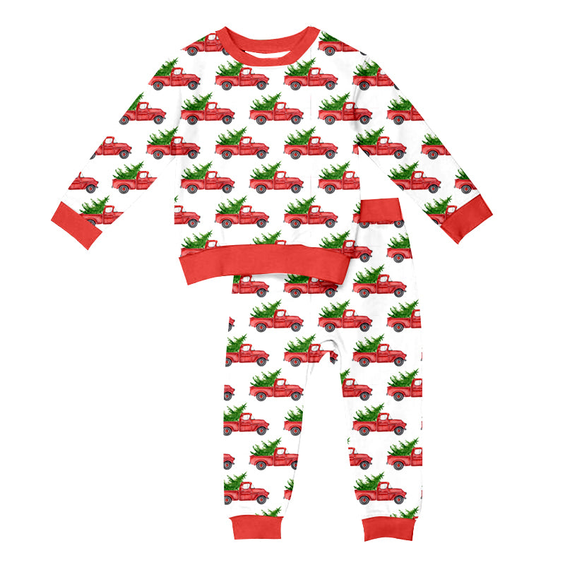 MOQ:5 Christmas Red Cute Children Long Sleeve Wholesale Boutique Kid Clothes Sets