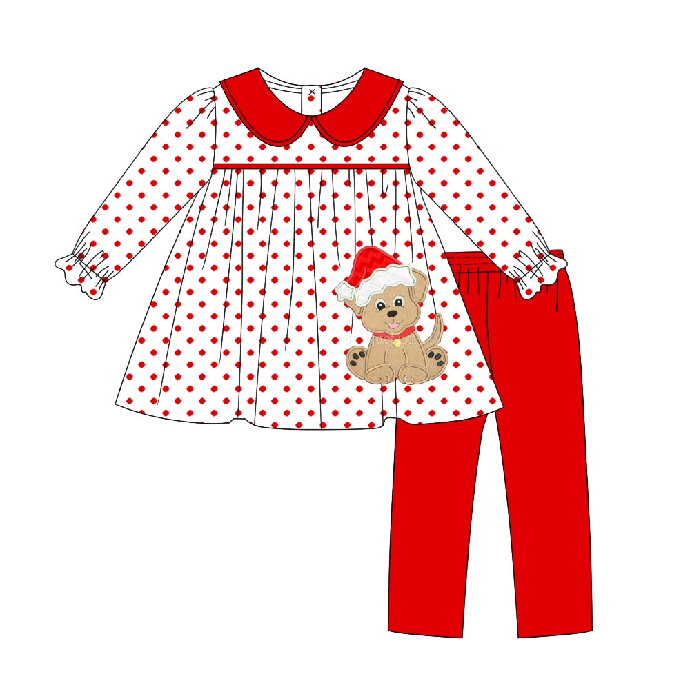 MOQ:5 Cute Christmas Red Design Girls Long Sleeve Wholesale Boutique Kid Clothing Clothes