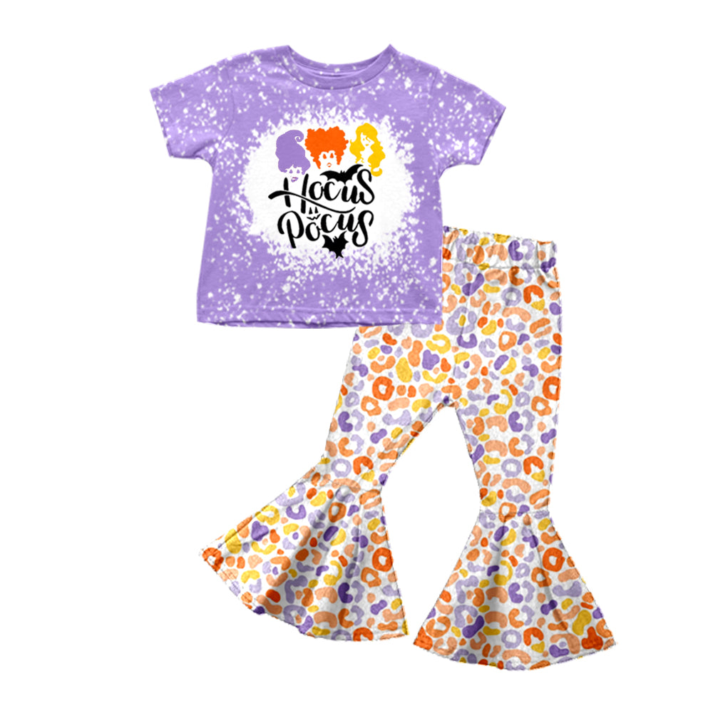 MOQ:5 Colorful Leopard Children Short Sleeve Wholesale Boutique Kid Clothes Sets